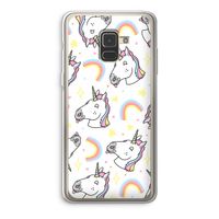 Rainbow Unicorn: Samsung Galaxy A8 (2018) Transparant Hoesje