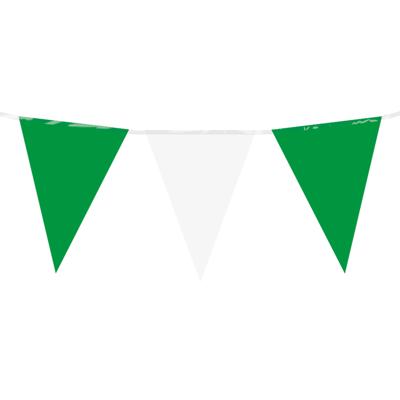 Feest/verjaardag Vlaggenlijn - wit/groen - 10 m - 15 vlaggetjes - binnen/buiten - kunststof