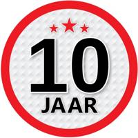 10 jaar leeftijd sticker - rond - Dia 15 cm - 10 jaar verjaardag/jubileum/leeftijd versiering