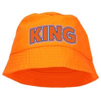 Koningsdag vissershoedje/bucket hat oranje - king - 57-58 cm