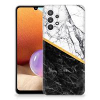 Samsung Galaxy A32 4G | A32 5G Enterprise Editie | TPU | Siliconen hoesje | Marmer Wit Zwart - Origineel Cadeau Man