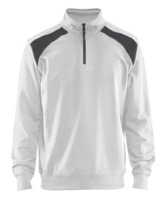 Blåkläder Sweatshirt bicolour met halve rits 33531158 | Wit/Donkergrijs | Maat XS - 7330509731680