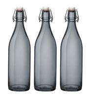 Bormioli rocco waterfles met beugeldop - 8x stuks - grijs transparant - 1000 ml - Giara home deco fl