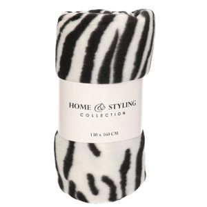 1x Fleece dekens zebra print 130 x 160 cm