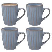 Koffiemokken Rome - 4x stuks - Keramiek - blauw - 380 ml - 9 x 11 cm - old stone look Koffiemokken Rome - 4x stuks - Keramiek - blauw - 380 ml - 9 x 11 cm - old stone look