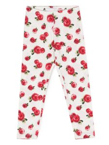 Monnalisa pantalon en coton à fleurs - Blanc