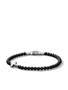 David Yurman bracelet en argent sterling Spiritual Beads Cross Station serti d'onyx - Noir