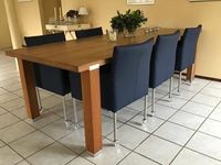 Set van 6 leren kuip eetkamerstoelen - met wieltjes - blauw leer - Echt leer, Modern, ontdek de vele Leersoorten en Kleuren bij ShopX