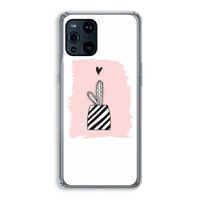 Zwart-wit cactus: Oppo Find X3 Transparant Hoesje