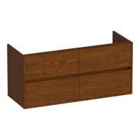 Brauer Adore - Onderkast - 120 cm - met 4 Softclose Lades Greeploos en 2 Sifon Uitsparingen - Lamellen Eiken Bruin