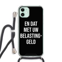Belastinggeld - Zwart: iPhone 11 Transparant Hoesje met koord