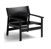 Kave Home Fauteuil 'Jan' Leder en essenhout, kleur Zwart