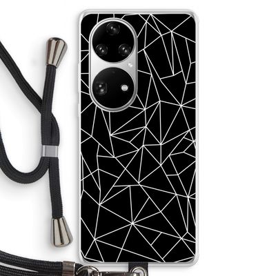 Geometrische lijnen wit: Huawei P50 Pro Transparant Hoesje met koord