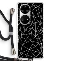 Geometrische lijnen wit: Huawei P50 Pro Transparant Hoesje met koord