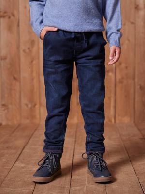 Gevoerde jeans met rechte pasvorm, eenvoudig aan te trekken denim blue black