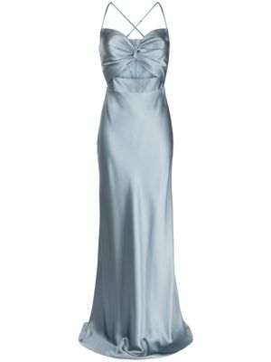 Michelle Mason robe longue en soie à détail torsadé - Bleu