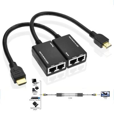 HDMI Extender via Cat5e / 6 LAN kabel 30 Meter / 1080P(zwart)