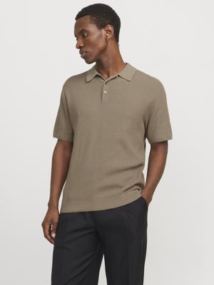 Jack & Jones Jprcccooper Knit Polo Ss Sn Trui Korte Mouw Greige