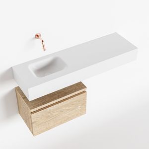 Toiletmeubel Mondiaz Andor | 100 cm | Meubelkleur Washed oak | Lex vrijhangend wastafel Talc Links | Zonder kraangat