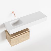 Toiletmeubel Mondiaz Andor | 100 cm | Meubelkleur Washed oak | Lex vrijhangend wastafel Talc Links | Zonder kraangat