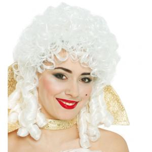 Carnaval verkleed pruik - dames - Middeleeuwse stijl - wit - krullen - klassiek