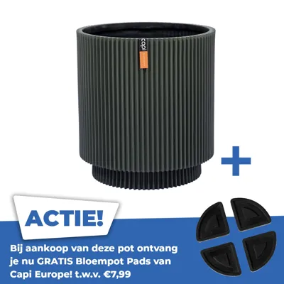 Vaas cilinder groove d23h25cm groen