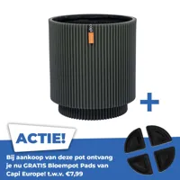 Vaas cilinder groove d23h25cm groen