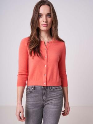 Korte cardigan met ronde hals van biologisch cashmere