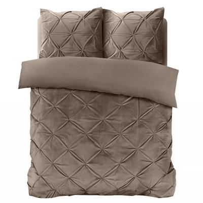 Dekbedovertrek Velvet Pintuck Taupe Patroon 140x200 Cm Anti Allergie Sleeptime - Dekbed-Discounter.nl