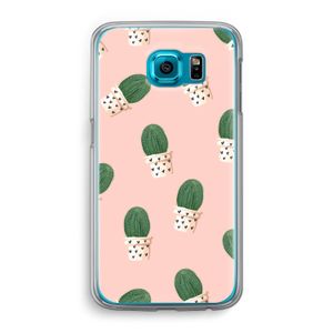 Cactusprint roze: Samsung Galaxy S6 Transparant Hoesje