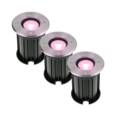 HOFTRONIC SMART 3x Maisy Smart LED Grondspot - Rond - RVS - RGBWW - 5 Watt - IP67 straal waterdicht - 3 jaar garantie