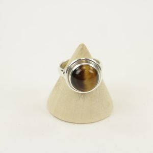 Zilveren Ring met Tijgeroog Maat 16 Model 1 (Sterling Zilver 925)