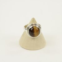 Zilveren Ring met Tijgeroog Maat 16 Model 1 (Sterling Zilver 925) - thumbnail