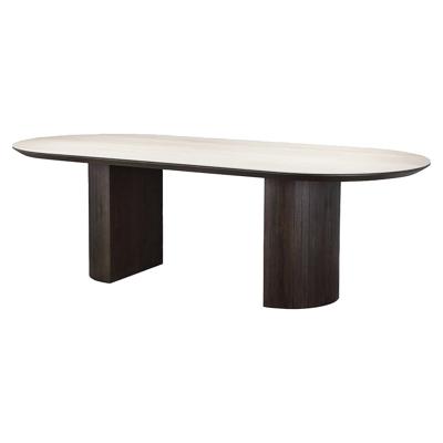 Richmond Ovale Eettafel 'Ritz' Travertin en eiken, 240 x 110cm