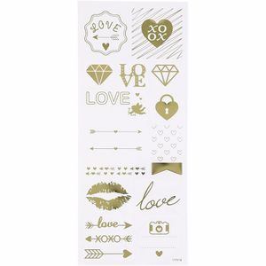 Love stickers goud 14 stuks   -