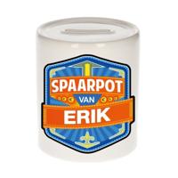Kinder spaarpot met naam - Erik - keramiek - met dop - wit - Sparen - Spaargeld van Erik