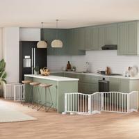 VidaXL Hondenhek inklapbaar met deur 12 panelen 960cm populierhout wit