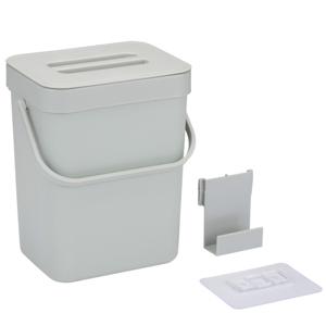 Gft afvalbakje voor aanrecht of aan keuken kastje - 5L - grijs - afsluitbaar - 24 x 19 x 14 cm   -