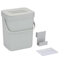 Gft afvalbakje voor aanrecht of aan keuken kastje - 5L - grijs - afsluitbaar - 24 x 19 x 14 cm   - - thumbnail
