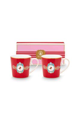 Pip Studio Set/2 Mokken Groot Love Birds Medallion Rood