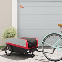 VidaXL Fietstrailer 45 kg ijzer zwart en rood