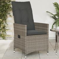 Tuinstoel verstelbaar met kussens poly rattan grijs