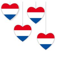 Hangdecoratie hartje van landen vlag Nederland - 4x - H28 cm - EK/WK - versiering - papier