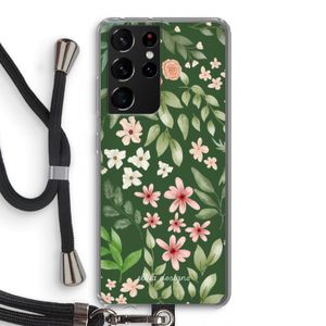 Botanical green sweet flower heaven: Samsung Galaxy S21 Ultra Transparant Hoesje met koord