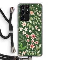 Botanical green sweet flower heaven: Samsung Galaxy S21 Ultra Transparant Hoesje met koord