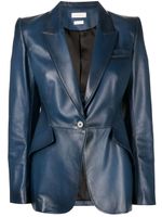 Alexander McQueen blazer cintré en cuir - Bleu