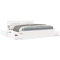 Bed met lades en matras massief grenenhout wit 200x200 cm