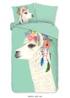Good Morning Kinderdekbedovertrek "lama" - Mint - (140x200/220 cm) - Katoen