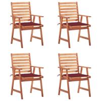 Tuinstoelen 4 st met kussens massief acaciahout