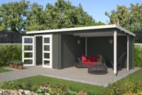 Outdoor Life Manuel Blokhut 620x295 cm 28 mm vuren Green Grey-Wit gecoat- Lessenaarsdak- - Outdoor Life Outdoor Life Manuel Blokhut 620x295 cm 28 mm vuren Green Grey-Wit gecoat- Lessenaarsdak- - Outdoor Life